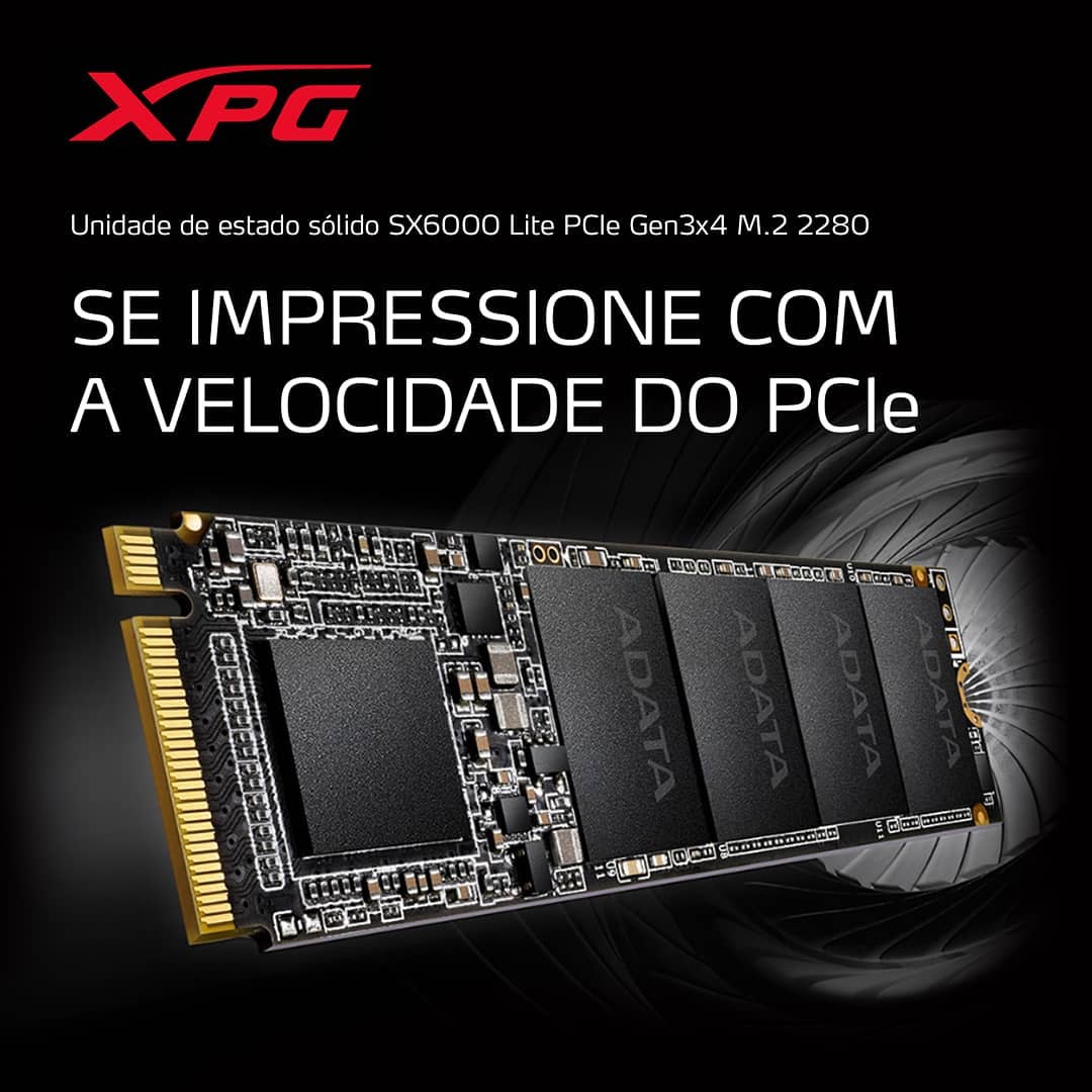 Conheça o novo M.2 NVMe XPG SX6000 Lite, com velocidades de 1800MB/s de leitura e 1200MB/s de escrita