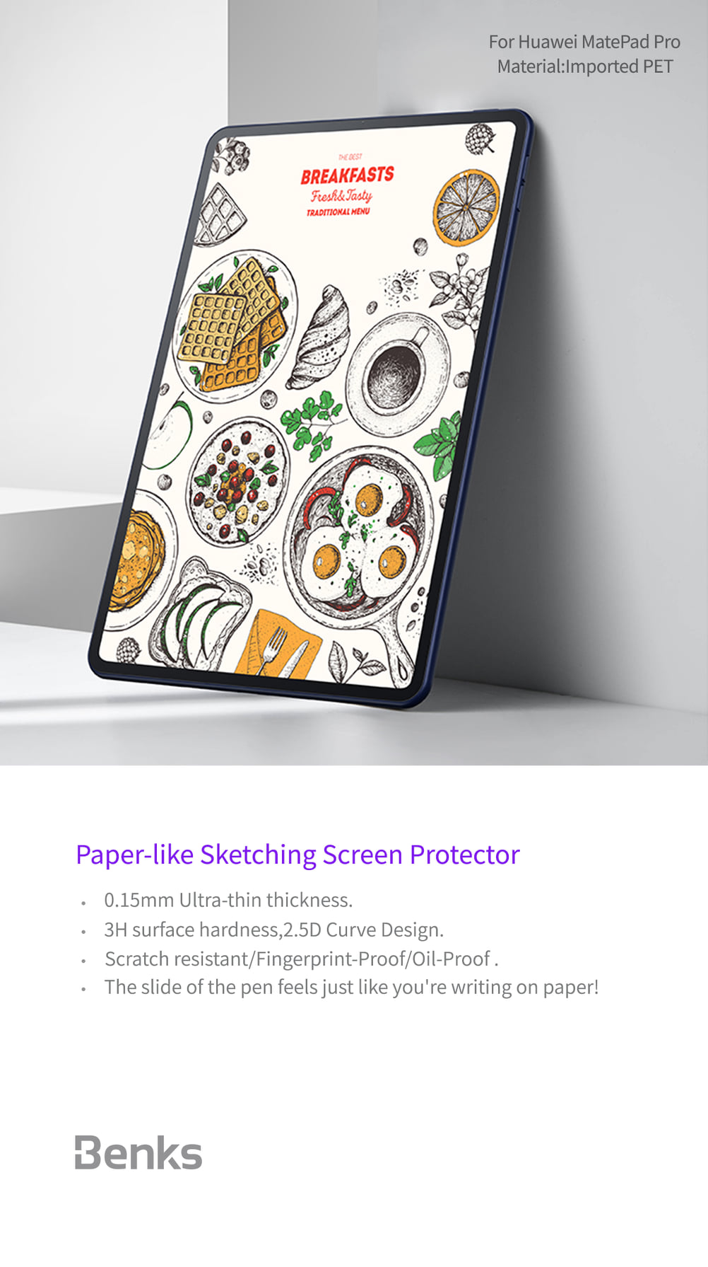 Paper-like sketching screen protector