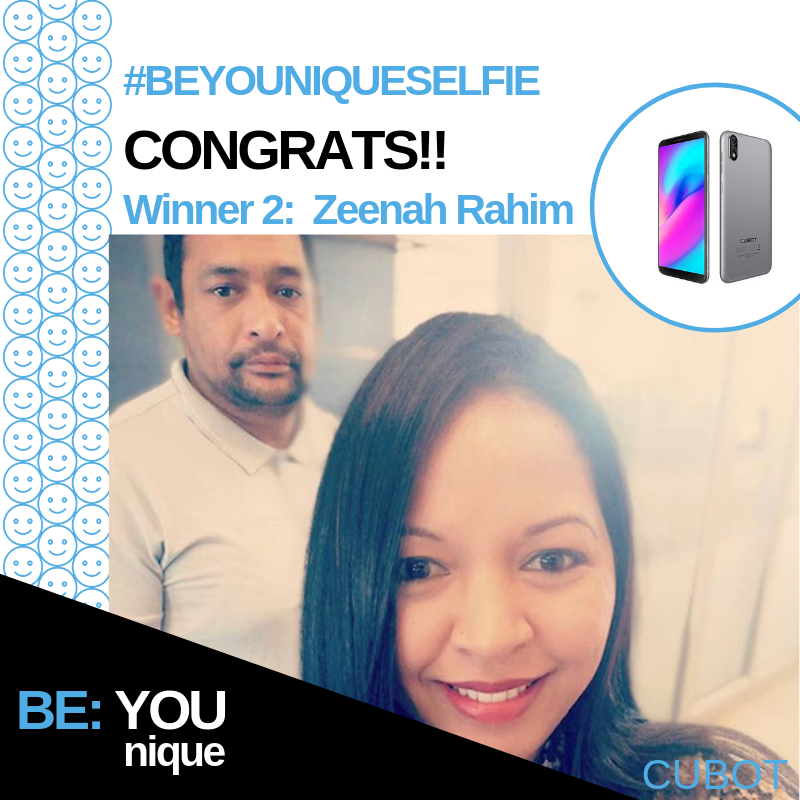 Congrats Zeenah Rahim on being our 2nd #Beyouniqueselfie winner! You've won yourself an awesome Cubot J3 smartphone to enjoy! 