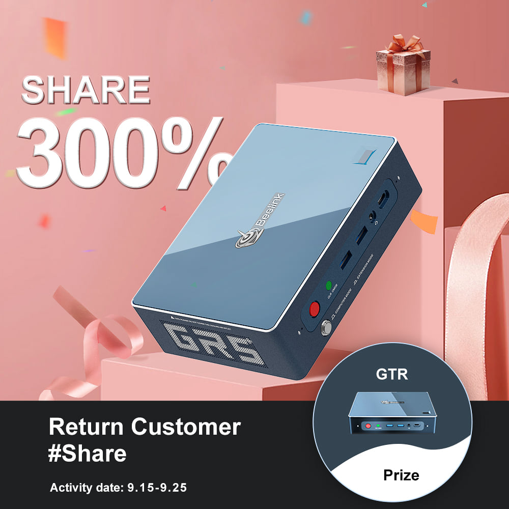 👏👏👏In order to celebrate the 300% of GTR Pro's crowdfunding, we are here to send gifts~ (Although our crowdfunding campaign is over, the perks on the crowdfunding campaign interface will be reserved for ten days, and you still have a chance to get 40% Discounted price to buy Beelink GTR Pro)