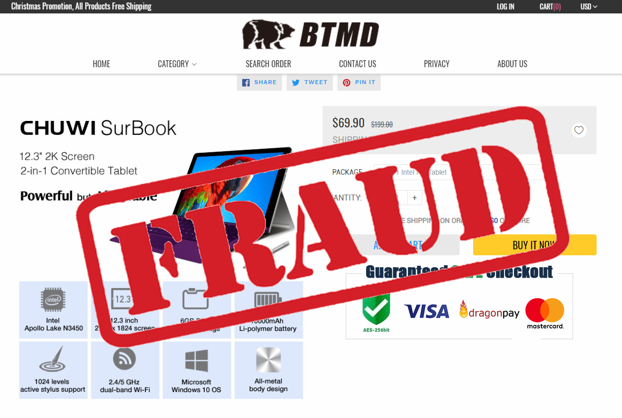 [Urgent Message] Recently we learned that a website called "BTMD" (and their Facebook page: "the we mall")is selling our product Surbook at a very low price