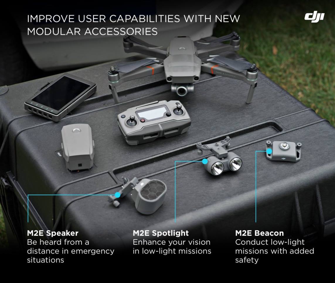 Depending on your missions you can equip your #Mavic2Enterprise with different modular accessories which make the aircraft to a perfect tool for search and rescue missions, inspections, fire response and more.  