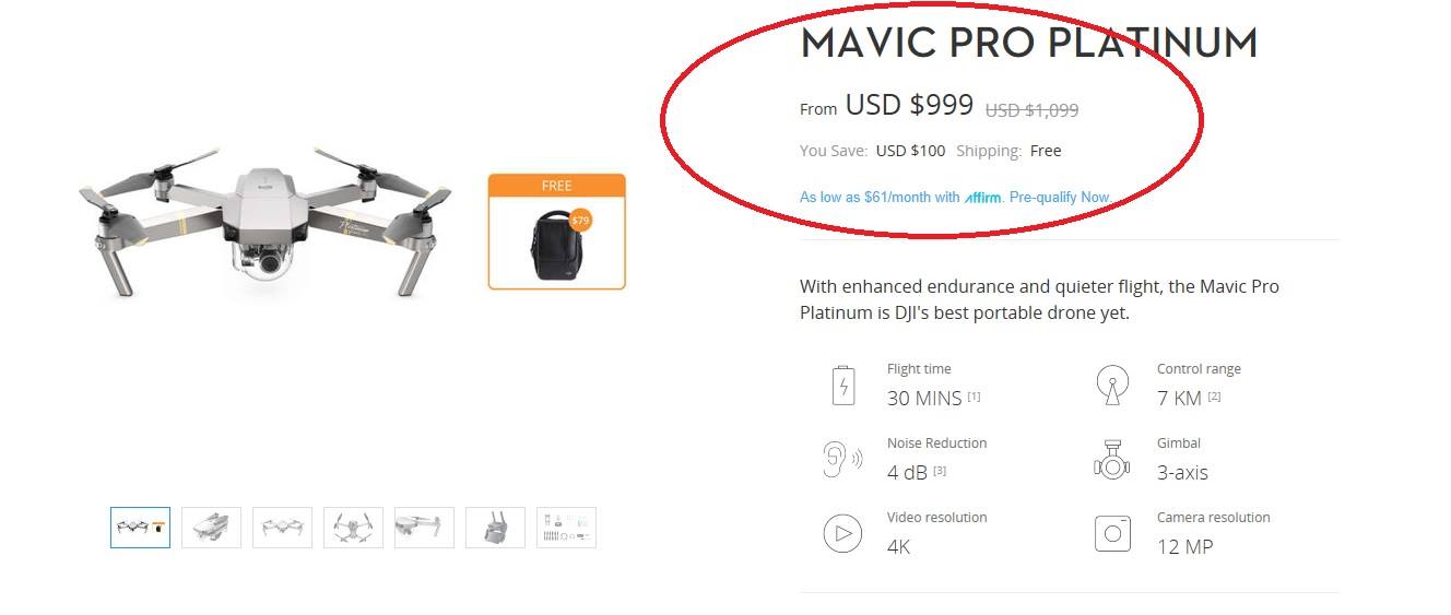 Get $100 off the DJI Mavic Platinum today! Buy from the DJI Online Store at