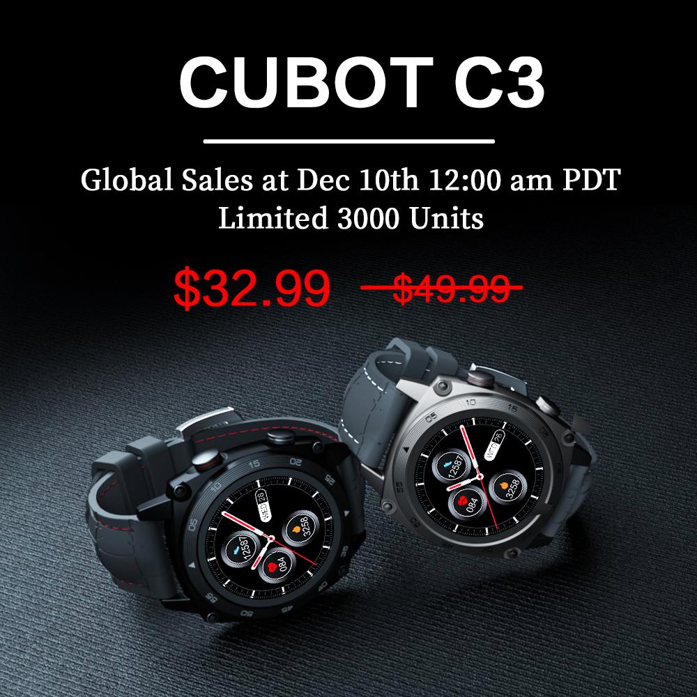 The best sporty waterproof smartwatch #CubotC3 has more of a robust design with an angular body and what appears to be a brushed metal finish.