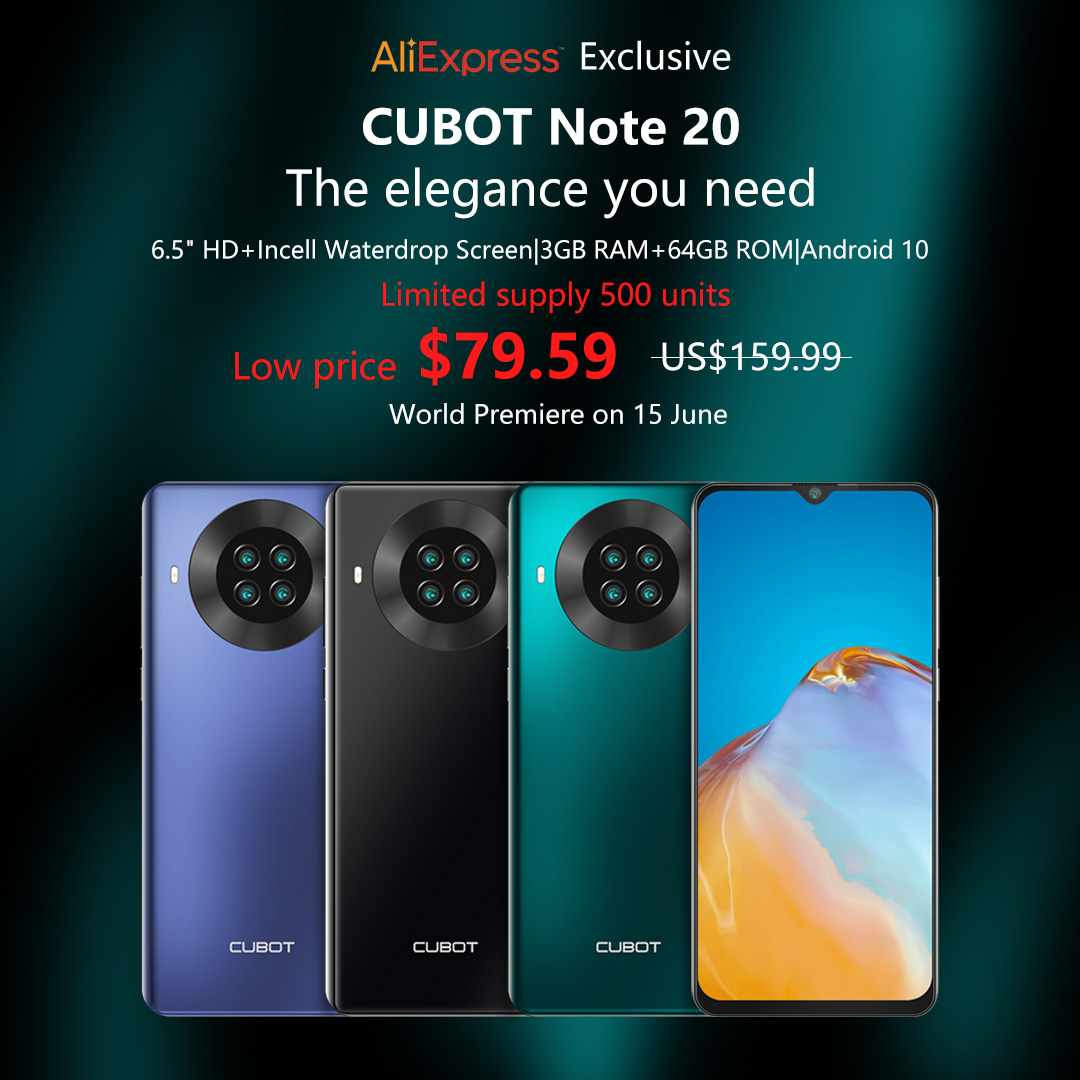 Only 3 days left 🤩🤩🤩#MostBeautifulPhone #CubotNote20, Global sale from from $79.59 with coupn, June 15-20 (PDT) ,Limited supply for first 500 units, Leave your comment "Code" below and you will receive a code for $8 off via our official messenger. ✅Add to cart to be notified 🛒 www.tomtop.com