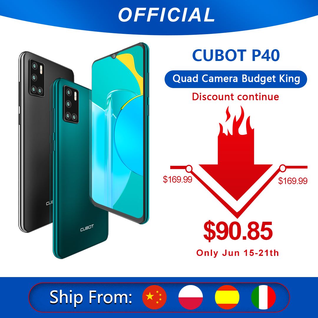 Best price ever! It's time to get the #QuadCameraPhone #CubotP40 at only $90.85 at AliExpress,  Only  6.15 - 6.21😍 Grab the chance to buy. Main characteristics for Cubot P40