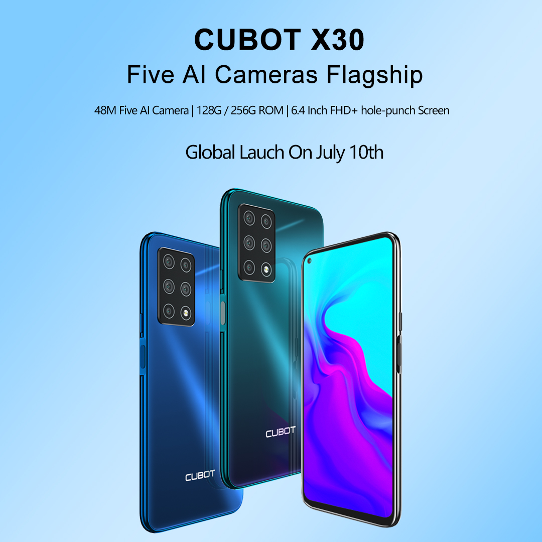 All new #Cubot #X30 with detailed specifications coming on July 10📣🎉Five AI Cameras Flagship !🤩😍 Are you excited??🤔 Let us know in comments