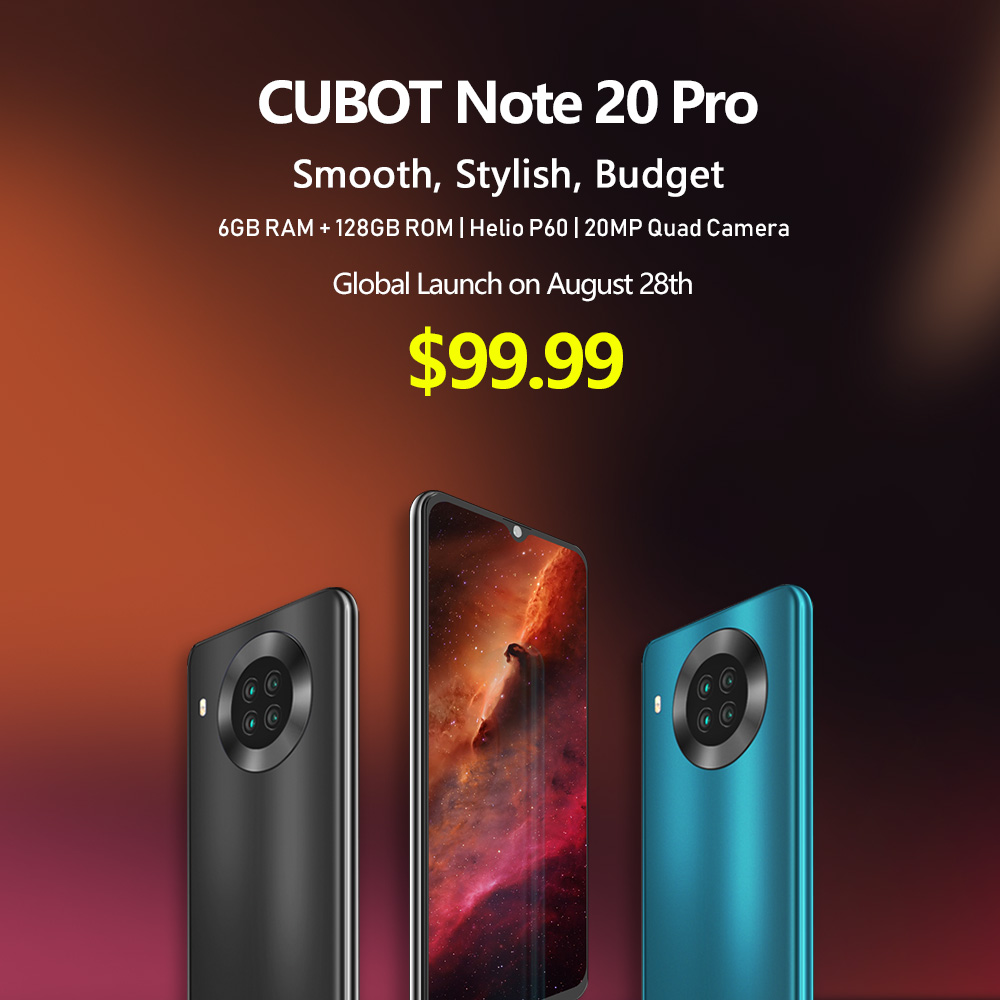 #CubotNote20Pro Global Launch on August 28th.We officially unveiled the world premiere price of $99.99! Global open sale also on August 28, Limited for 1000pcs! Wanna be the first to get the phone? We are globally recruiting 10 trial users, giving away 10 units Cubot Note 20 Pro phones for free😍🎁👉 🥳  What are you waiting for?  🌟20MP Quad Camera