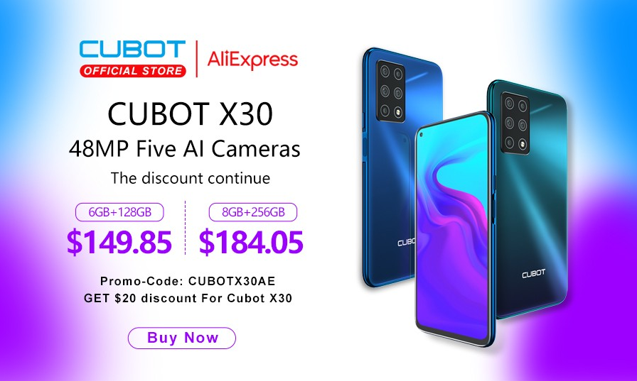 Don't miss this deal, Only from August  2 to August 10,get your cubot x30 at low price with code: CUBOTX30AE