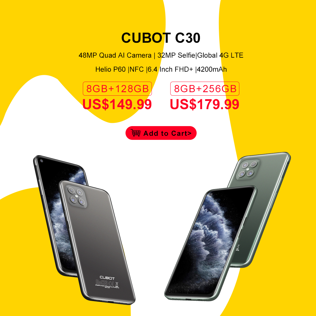 Here is your chance to buy #CubotC30 at lowest pirce,The 8GB+128GB Version will be on sales at $149.99 and the 8GB+256GB Version on sales at $179.99.Promotion sale open on September 16th-17th,Stay tuned!😍