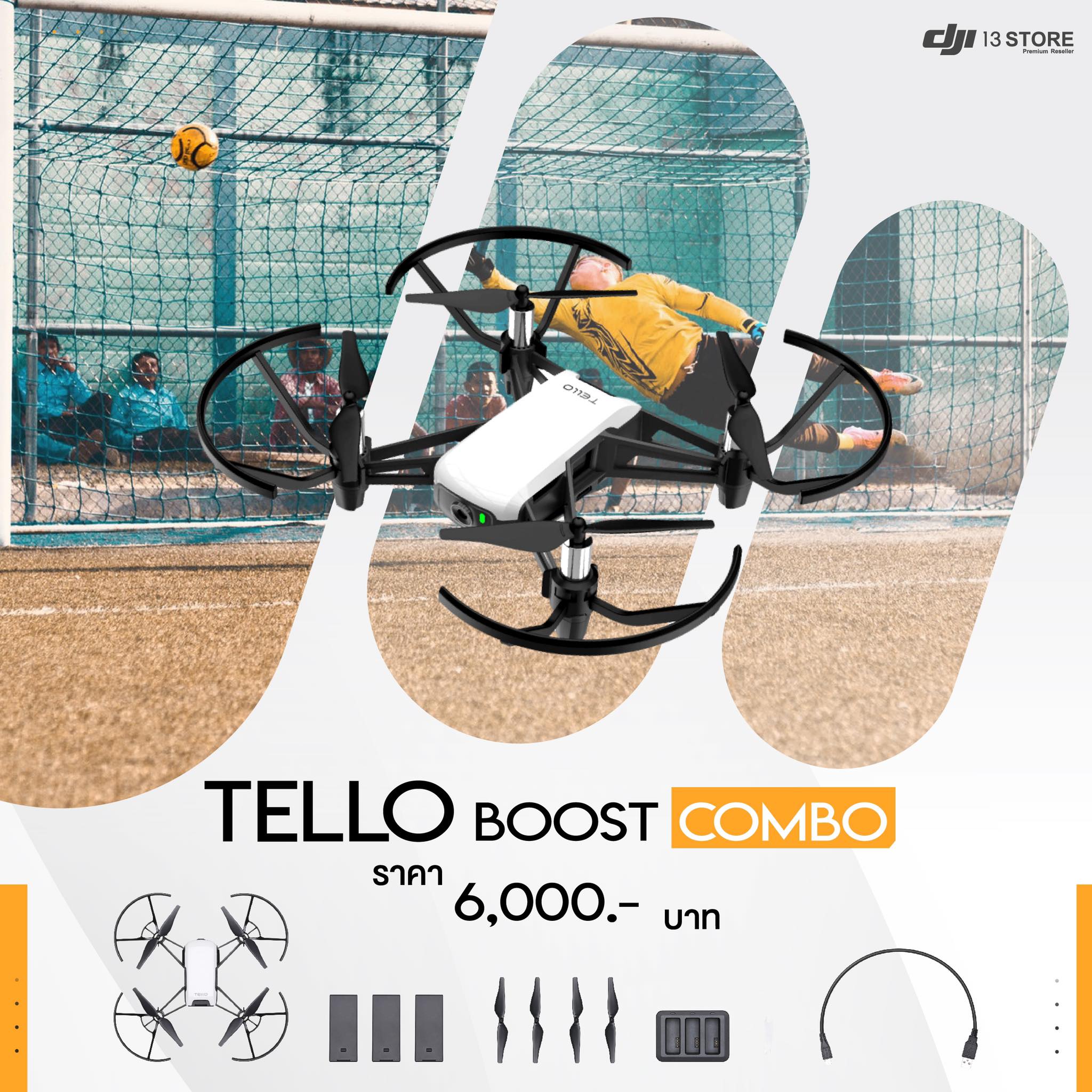 Tello Boost Combo โดรนจิ๋วขนาดพกพา ที่คุณสามารถควบคุมการบินได้อย่างง่ายดาย สามารถเชื่อมต่อสมาร์ทโฟน พร้อมบินได้ทันที เริ่มต้นความสนุกและสัมผัสมุมมองแปลกใหม่ ด้วยชุดคอมโบจัดเต็ม แบต 3 ก้อน และ ชุดชาร์จ ให้คุณบินได้อย่างเต็มที่ ในราคาแค่ 6,000 บาท ! พิเศษ! ผ่อน 0% 10 เดือน เริ่มต้นเพียง 600 บาทต่อเดือน เท่านั้น !!... พร้อมฟีเจอร์จัดเต็มเกินราคา! อาทิเช่น