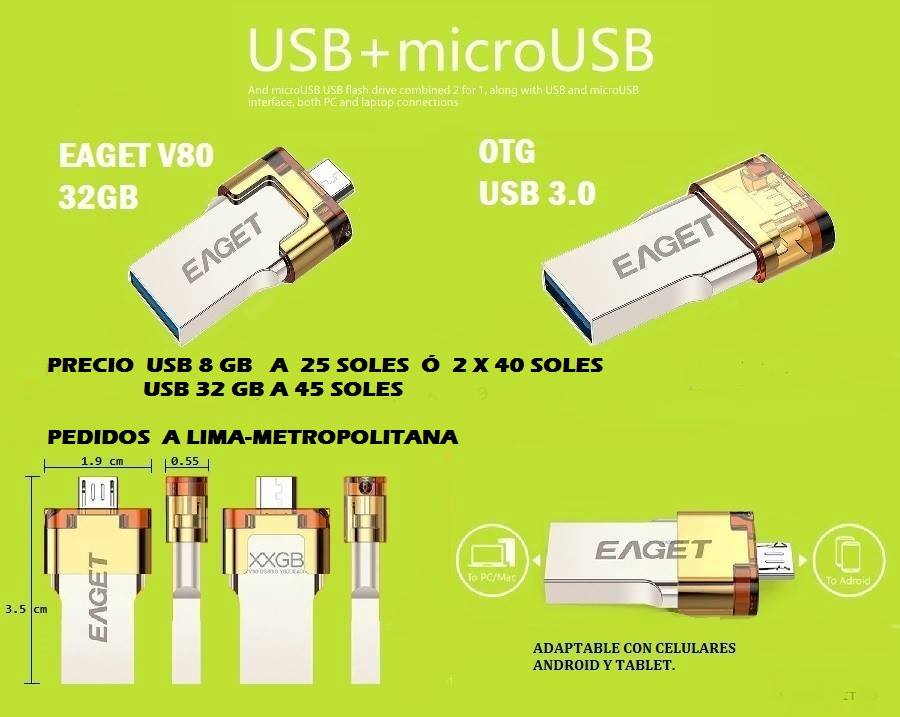 LLEVE  USB 8 GB A 25 SOLES  O  2 X 40 SOLES