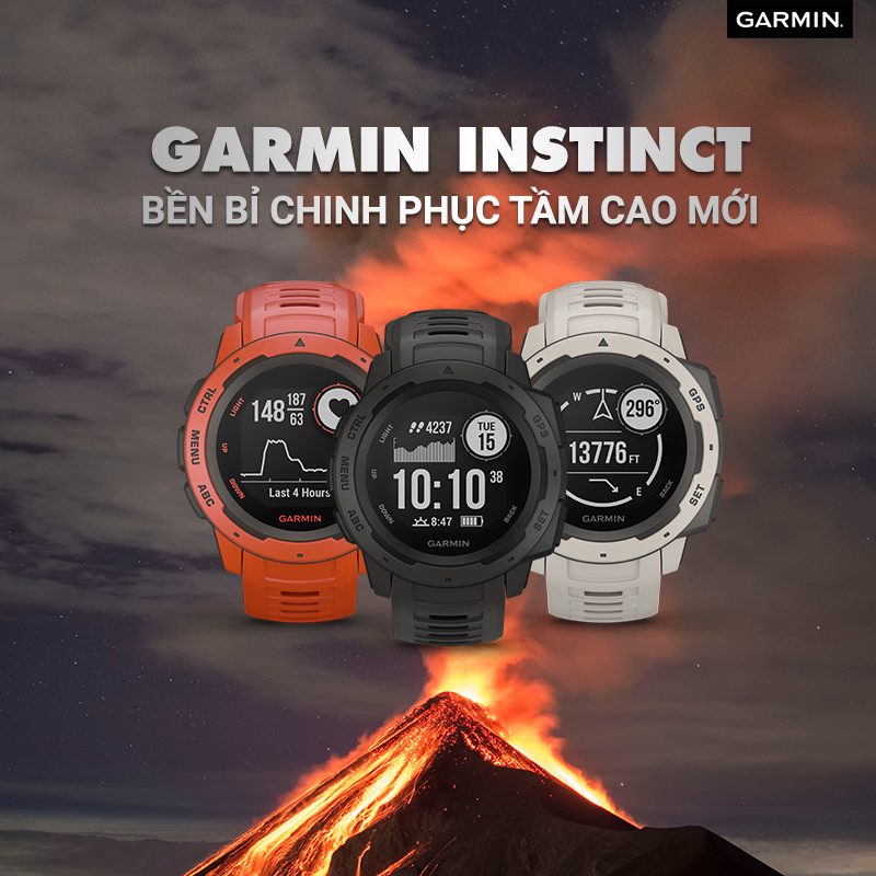 ENGLISH BELOW GARMIN INSTINCT - SỨC MẠNH BỀN BỈ ĐỂ CHINH PHỤC TẦM CAO MỚI 💥 Đã chính thức có mặt tại Việt Nam 💥... 👍 CHỨNG NHẬN ĐỘ BỀN cứng cáp tuyệt đối theo tiêu chuẩn quân đội Mỹ MIL-STD 810G