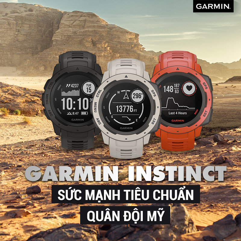 ENGLISH BELOW GARMIN INSTINCT - SỨC MẠNH TIÊU CHUẨN QUÂN ĐỘI MỸ Được chính thức ban hành vào năm 2008, MIL-STD 810G là tiêu chuẩn bắt buộc về độ bền được Bộ Quốc phòng Mỹ áp dụng chung cho tất cả các loại đồ dùng sử dụng trong điều kiện môi trường khắc nghiệt và nguy hiểm ngoài chiến trường