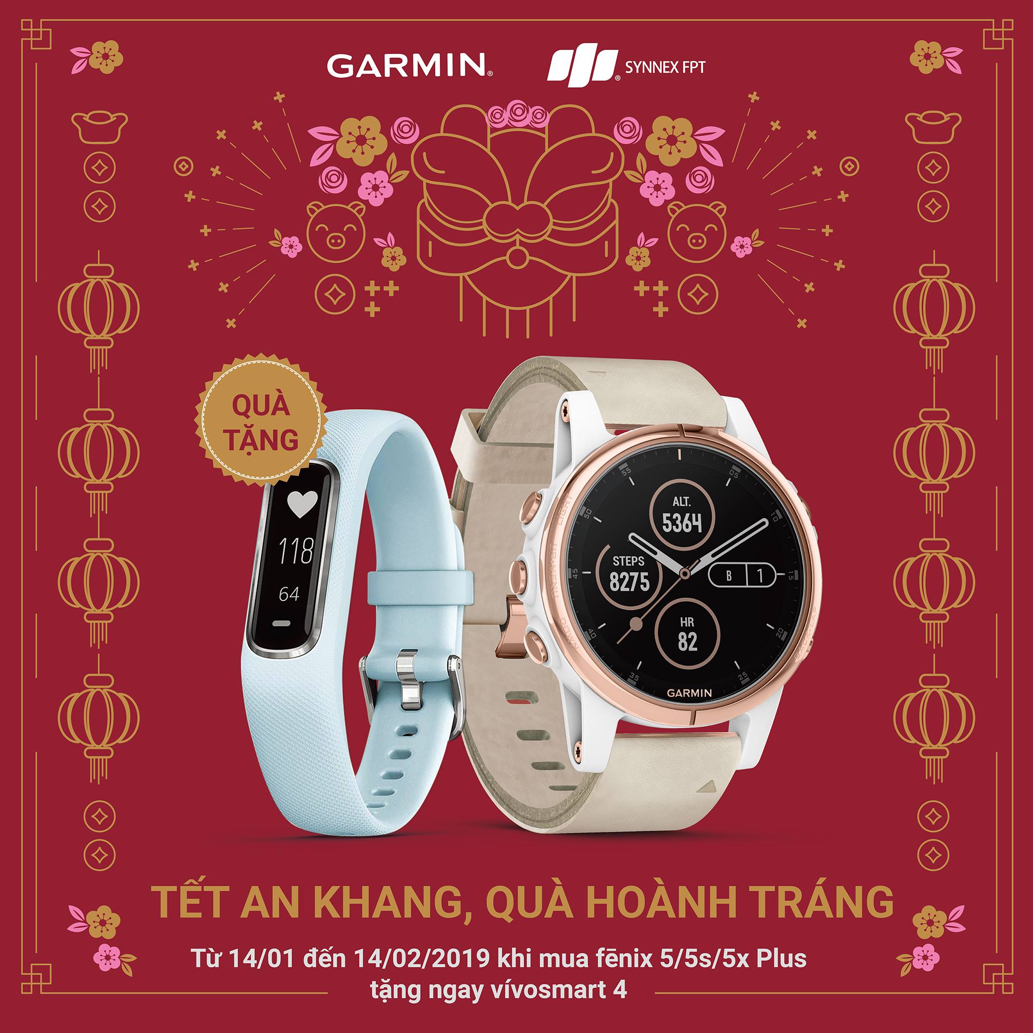 ENGLISH BELOW TẾT AN KHANG, QUÀ HOÀNH TRÁNG Từ ngày 14/01/2019 – 14/02/2019, khi mua Garmin fēnix® 5/5S/5X Plus, bạn sẽ được nhận ngay vivosmart 4  ... Tìm hiểu thêm tại: www.tomtop.com ------------  