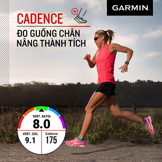 CADENCE - ĐO GUỒNG CHÂN, NÂNG THÀNH TÍCH 📈 Cadence được hiểu đơn giản là số bước chạy trong mỗi phút hoặc guồng chân, một dữ liệu được tính toán chi tiết trên nhiều dòng đồng hồ GPS của Garmin