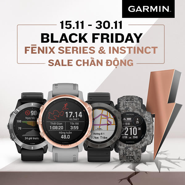 🔥 GARMIN BÙNG NỔ BLACK FRIDAY SALE: INSTINCT GIẢM ĐẾN 31% & FĒNIX SERIES GIẢM ĐẾN 20% 🔥 Từ 15.11 đến 30.11, Garmin đồng loạt giảm giá các sản phẩm đồng hồ thông minh Instinct và fẽnix Series nhân dịp Black Friday. fēnix Series dành cho dân chơi thể thao chuyên nghiệp với nhiều tính năng tối ưu như tích hợp bài tập tải sẵn đa dạng, cập nhật số liệu về thành tích nâng cao để tự tạo động lực cho bản thân và đo nhịp tim:...