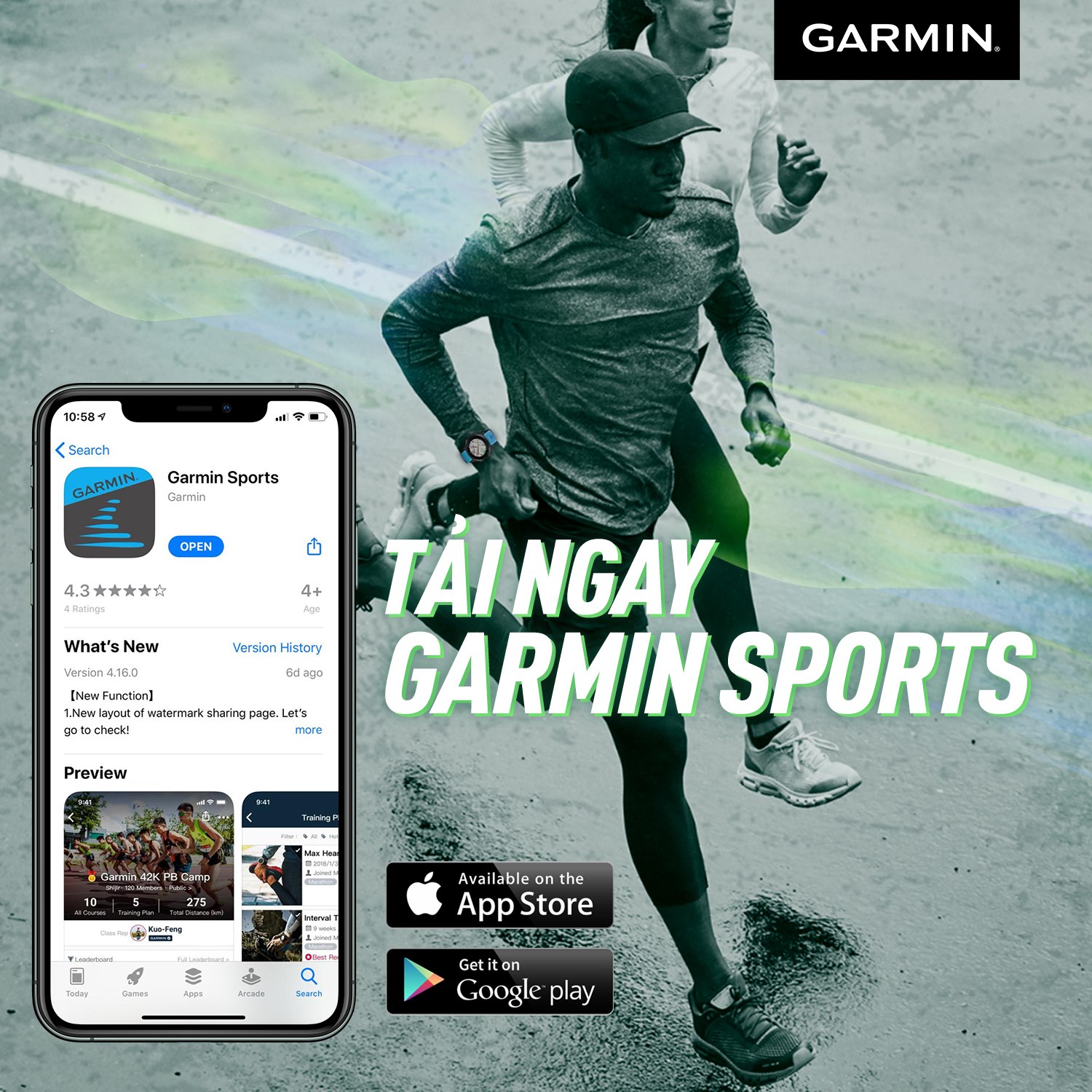 Bạn đã sẵn sàng để Garmin đưa việc tập luyện của bạn lên một tầm cao mới? Chúng tôi xin giới thiệu đến người dùng Garmin ứng dụng 𝗚𝗮𝗿𝗺𝗶𝗻 𝗦𝗽𝗼𝗿𝘁𝘀.  🔥Đồng bộ với Tài khoản Garmin Connect để: