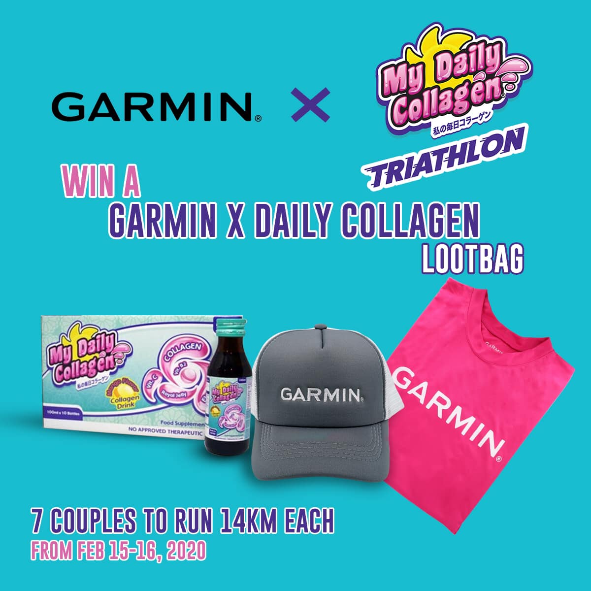 First seven pairs to submit their 14 kms runs (each) this weekend (February 15-16, 2020) will win Garmin X Daily Collagen Exclusive Loot Bags.  Make sure to follow My Daily Collagen Drink and our official Instagram page @garminph for more updates. Tag #BeatYesterdayPH #GarminPH #GarminXMDC2020 #MyDailyCollagenTri2020 ...