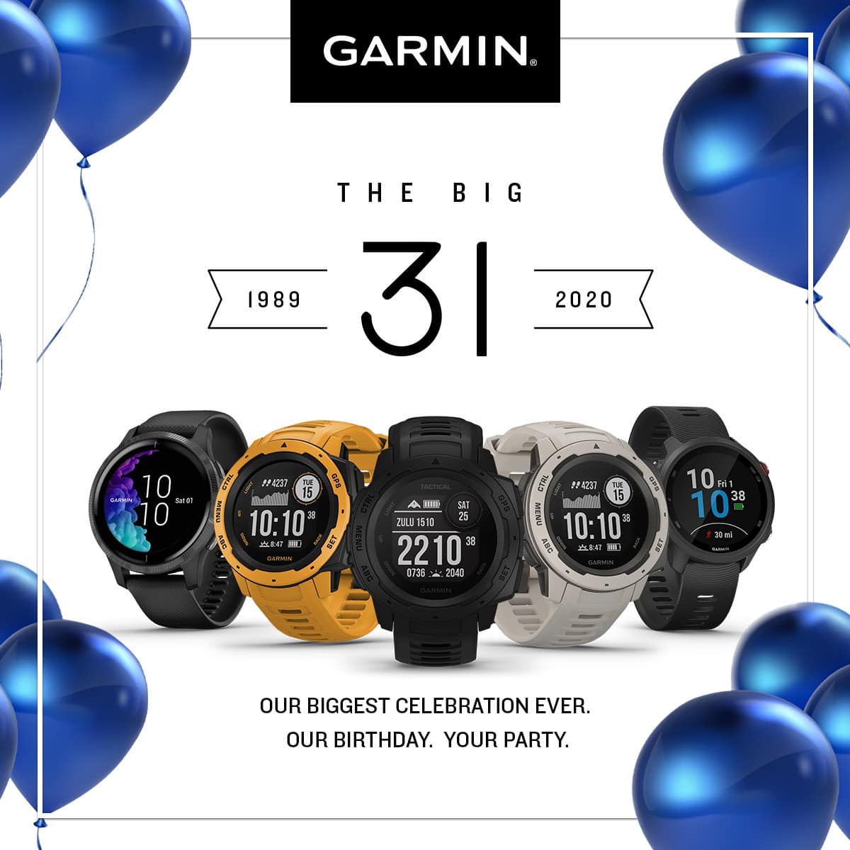 It’s Garmin’s 31st birthday and we’re throwing OUR BIGGEST PARTY YET! 🥳 No silly hats