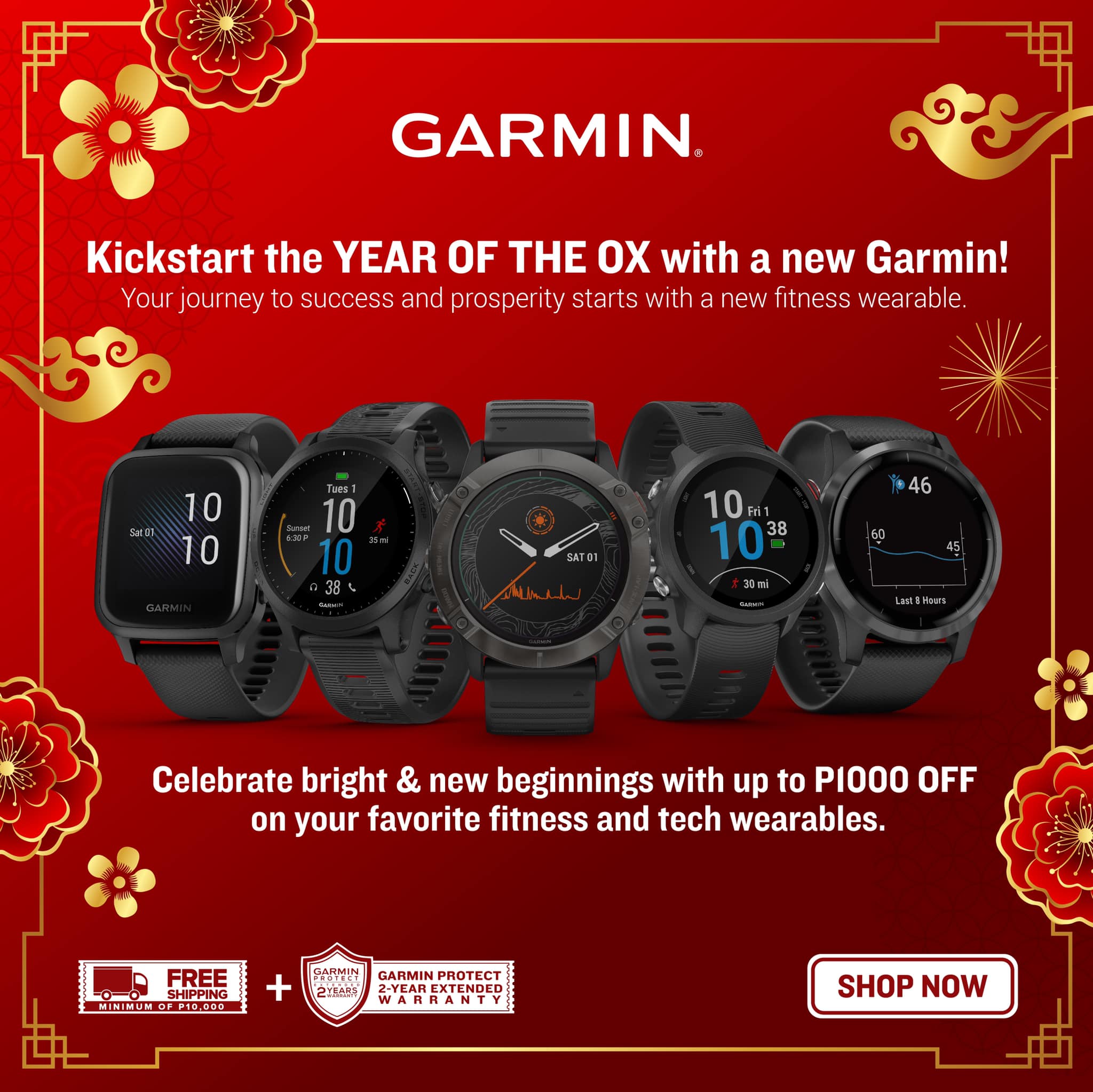 As we're anticipating to welcome a fresh new cycle in the Lunar Calendar, we give spotlight to our hottest running, outdoor, and wellness collections! We’re celebrating the Year of the Ox with UP TO P1,000 OFF on the latest health and wellness activity trackers from Garmin