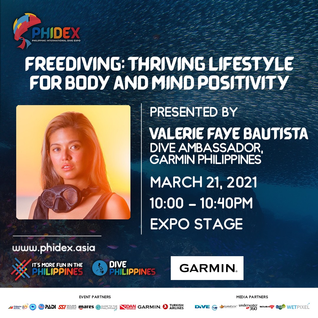 Join PHIDEX 2021 happening today until March 21, and be part of the country’s largest gathering of divers, enthusiasts, and ocean warriors!  Catch Garmin Asia’s Product Marketing Planner Alicia Cheng and Garmin PH Dive Ambassador Valerie Bautista—as they talk about the Garmin Descent Mk2i diving computer and SubWave Sonar Technology, and freediving + how it’s a thriving lifestyle for body and mind positivity