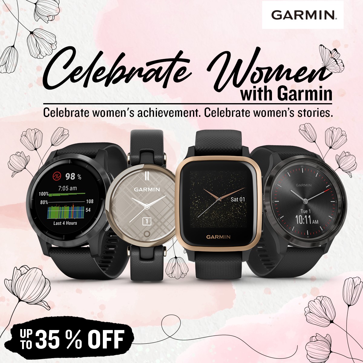 Whether you want to take steps toward a more active lifestyle, light up from the inside out, or push performance to a whole new level—it really doesn’t matter because whatever your goals are, Garmin is with you throughout your journey