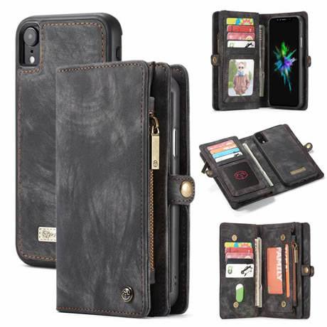 #CaseMe iPhone XR Detachable 2-in-1 Vintage Leather Zipper Wallet Case