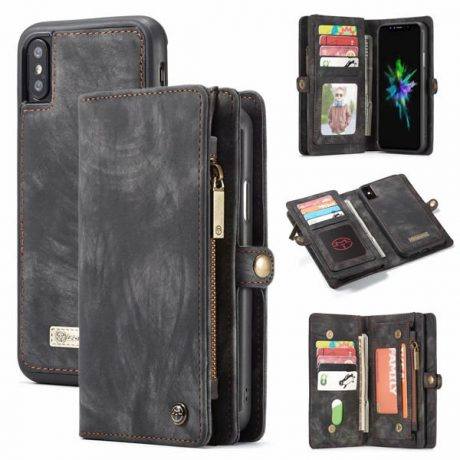 #CaseMe iPhone XS Magnetic Detachable 2-in-1 Leather Zipper Wallet Case