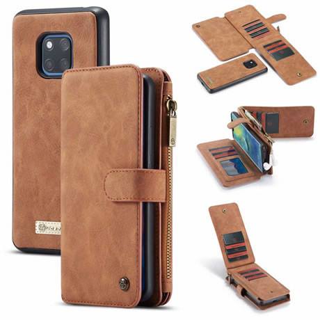 #CaseMe Huawei Mate 20 Pro 2 in 1 Detachable Zipper Wallet Case Brown