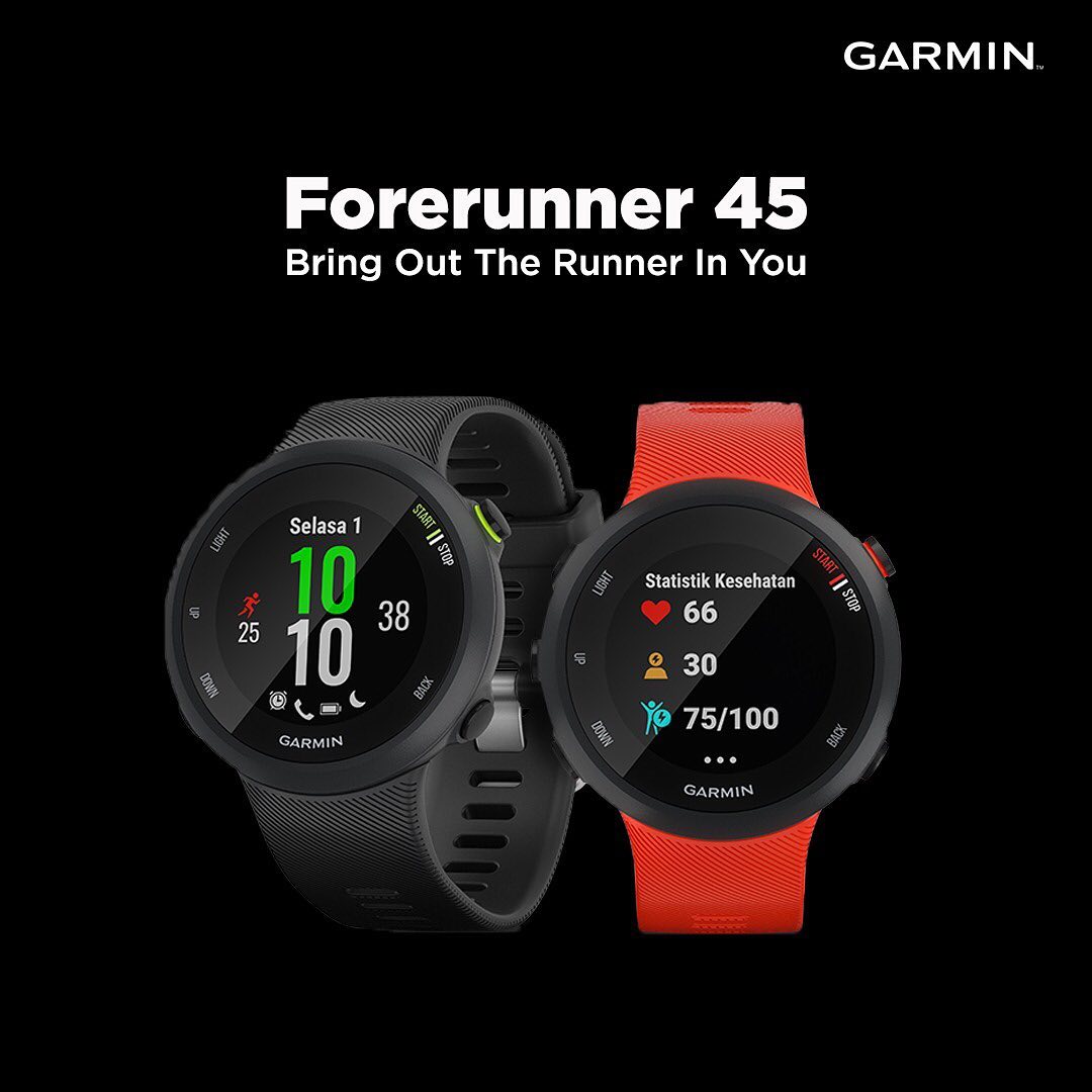 #AnakGarmin, kamu punya goals untuk rutin berlari mulai bulan ini? Forerunner 45 cocok banget untuk kamu. Karena pacesetter yang satu ini adalah peralatan berteknologi canggih untuk memantau dan melacak setiap gerakan. Jadilah unggul dengan Garmin Forerunner 45 yang baru dan ringan. Dapatkan di erafone.com! #MyGarmin...