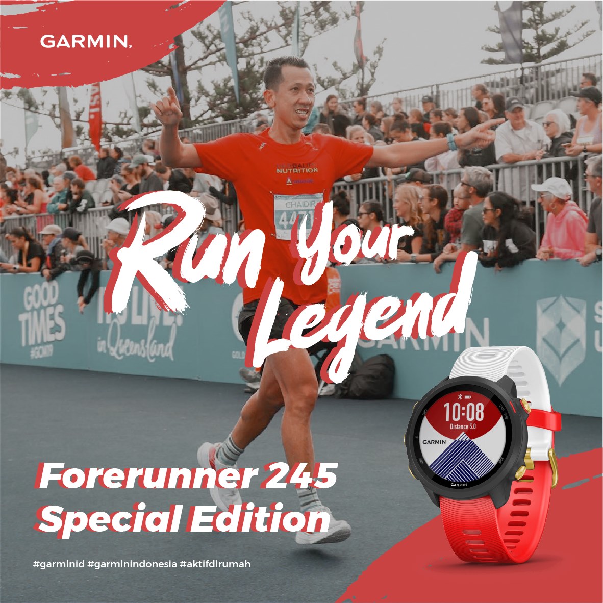 Forerunner 245 Music Special Edition cocok untuk kamu yang suka dengan eksklusivitas. Tombol dan gesper logam emasnya dilengkapi dengan pelat nomor seri edisi terbatas.  Facelift merah-putih ditambah dengan tampilan Gunung Fuji dan cakram matahari pada layar makin menambah semangat kamu untuk berolahraga.... Photo credit: @chaidirakbar #garminid #garminindonesia _