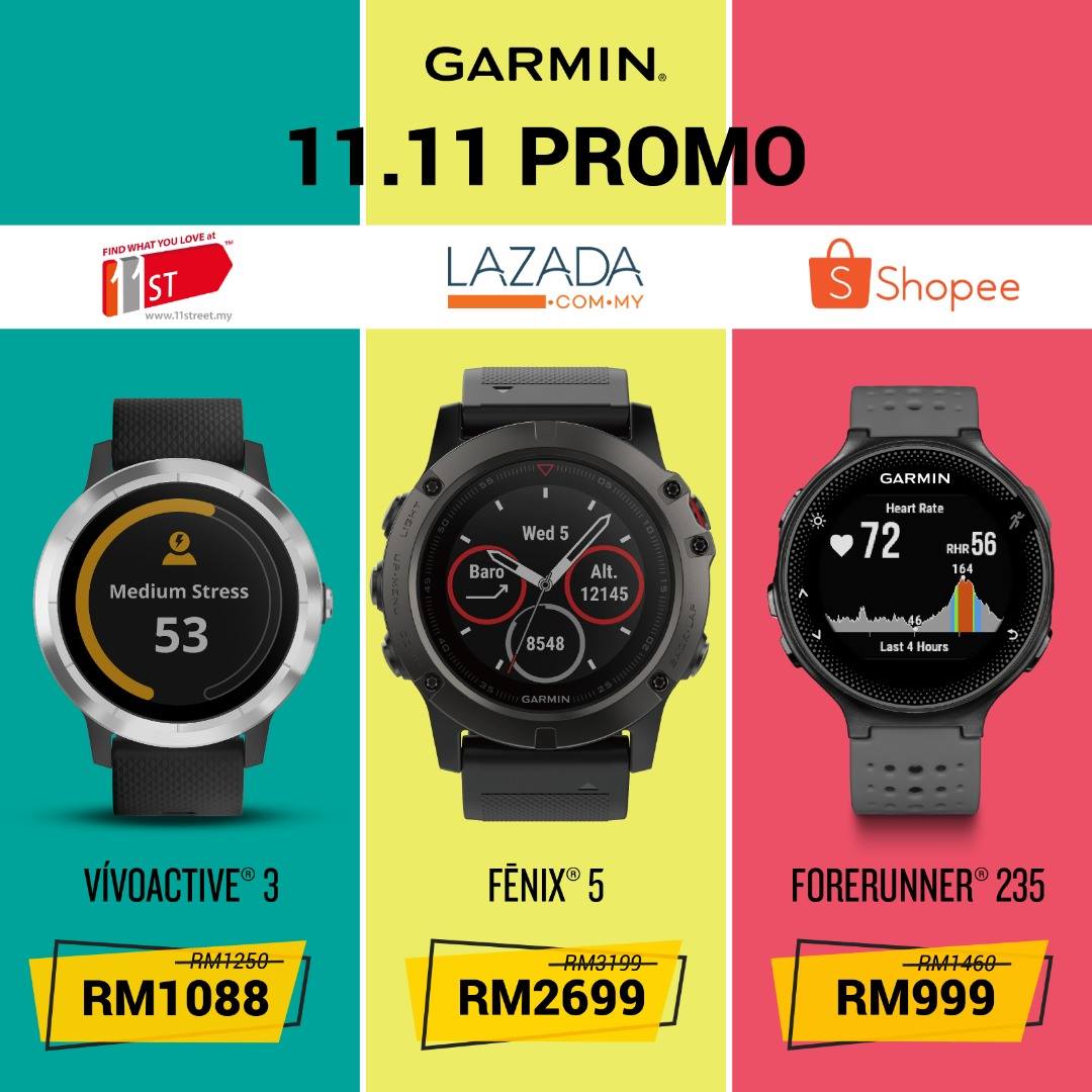 Get your GARMIN this 1⃣1⃣.1⃣1⃣ and enjoy fantastic deals on this exclusive one day special! Available only in 11th Street, Lazada and Shoppee! Your brand new wrist companion awaits! 💁‍♀Lazada...