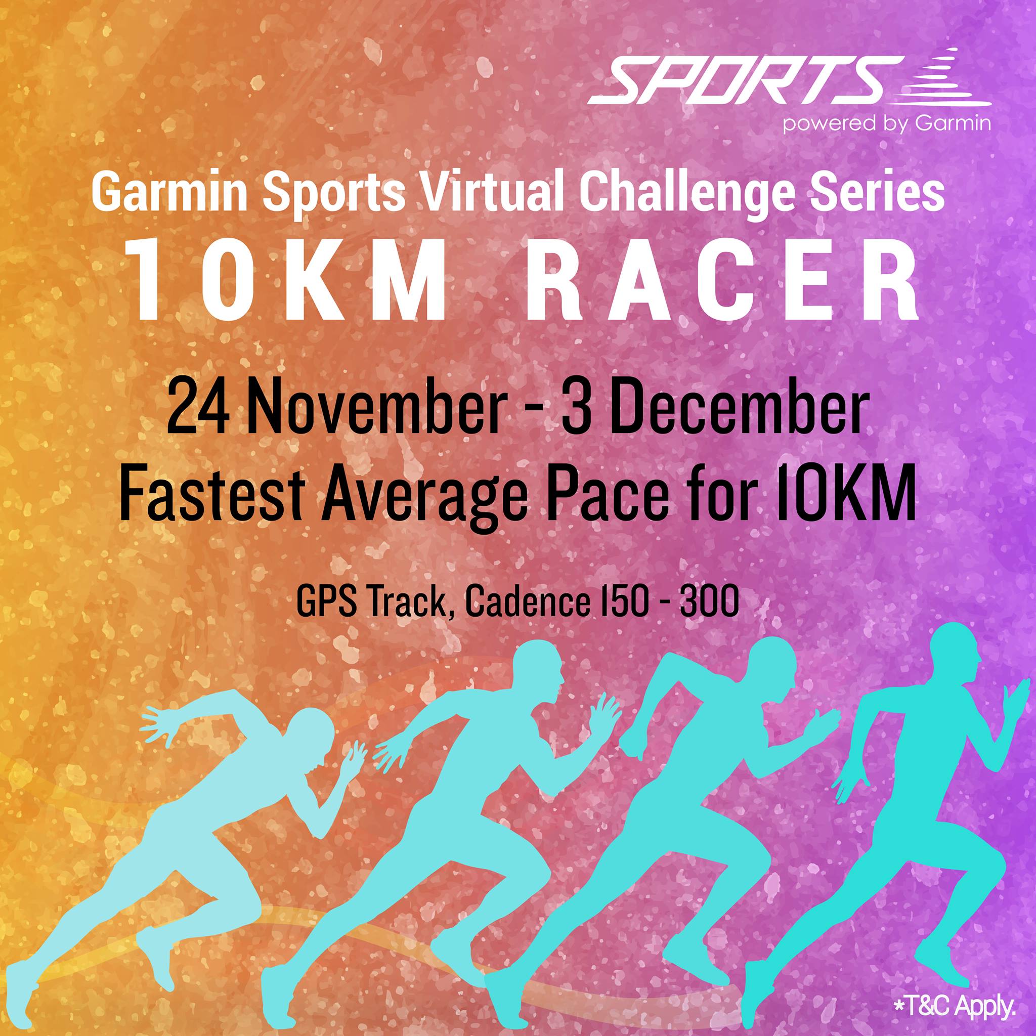 The third Virtual Challenge series is here! Stand a chance to win exclusive money-cannot-buy Garmin merchandise including tank top, t-shirt, Garmin bag, tote bag, etc! The challenge this round would be 10KM Racer where you are required to run your fastest average pace for 10KM! Who knows if you might break your PB. 😎 Compete and rack up the fastest average pace in 10 days to win yourself the most prizes!... Duration: 24th November 2018 (Saturday) to 3rd December 2018 (Monday)