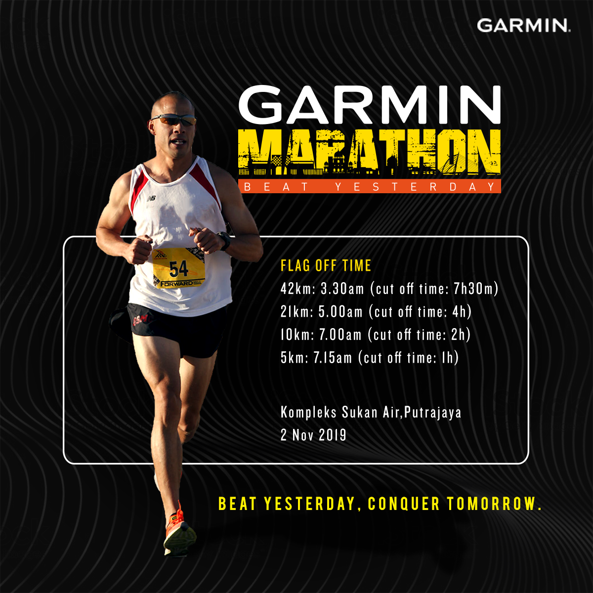 Strap up, rest up and get ready for the Garmin Marathon! Give it your best, beat yesterday and stand on top of it all with Garmin. Join us at: