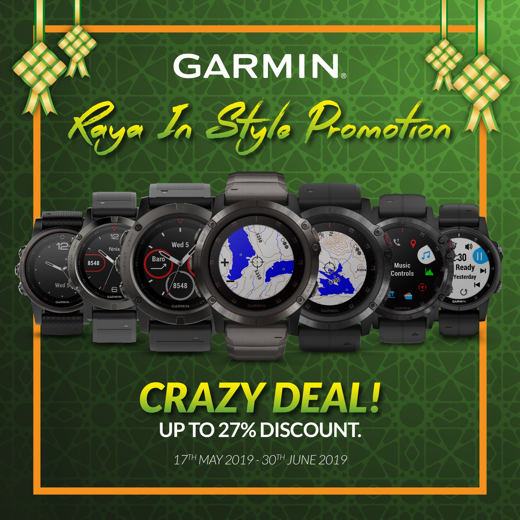 You can now get your hands on a Fenix 5X for just RM2599.00! Check out our Raya in Style promotion where the Fenix series receives massive discounts from 17th May to 30th June: www.tomtop.com