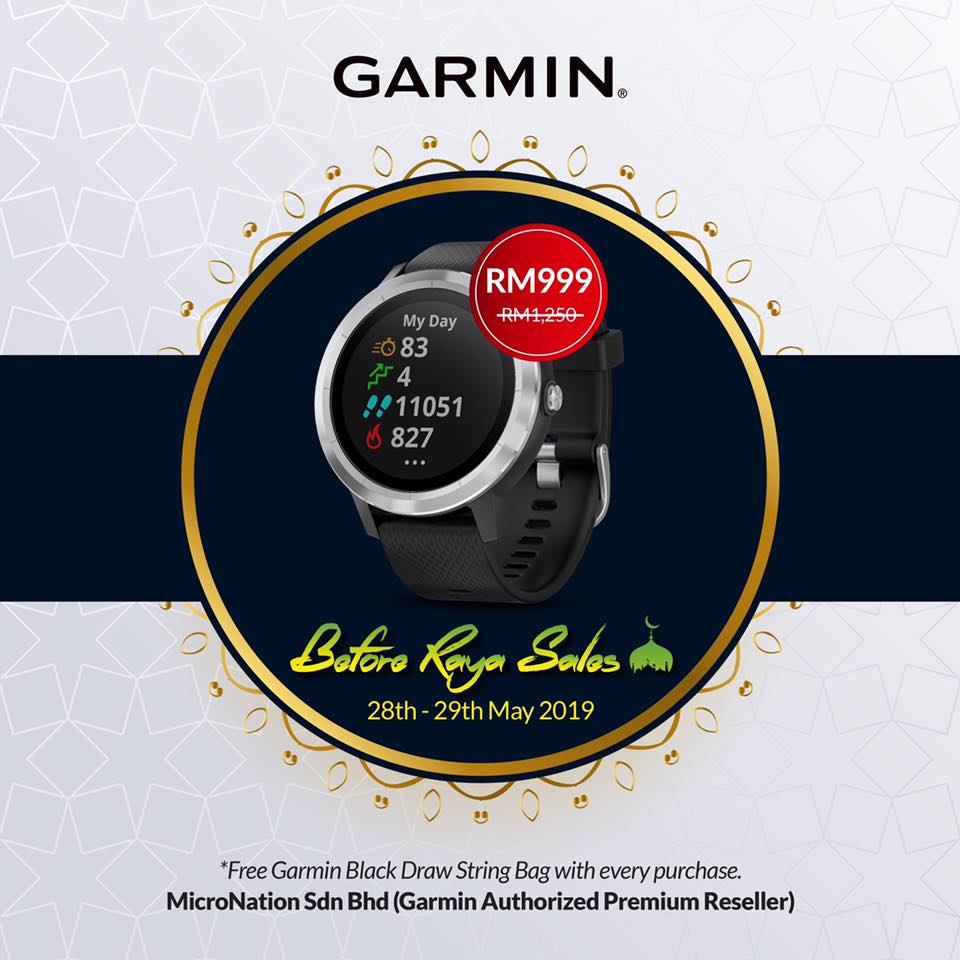 Let's start the festive season with an exclusive Raya sale!  Head over to our nearest authorised Garmin dealer (MicroNation Sdn Bhd) to strap yourself with a brand new Garmin Vivoactive 3 for RM999 only! Mon - Fri ...