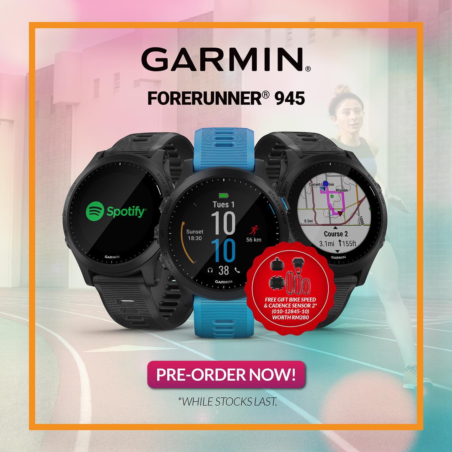 Get your orders in, today is the last day for the pre-orders! The Garmin FR 945 is priced at RM2,999. Every pre-order purchase comes with an exclusive FREE gift! Visit the official AECO SHOP website at:www.tomtop.com OR... Head over to your nearest authorised Garmin dealers at: