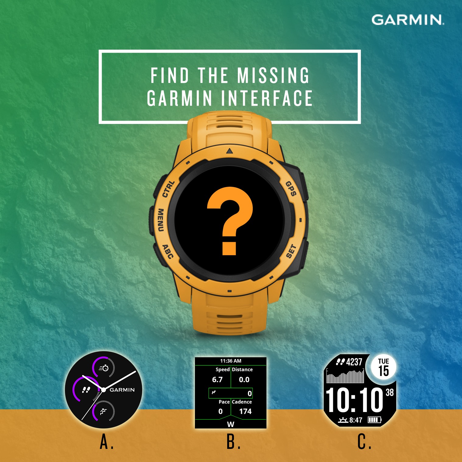 Find the missing pieces in the picture below and stand a chance to win exclusive Garmin merchandise! All you have to do is: