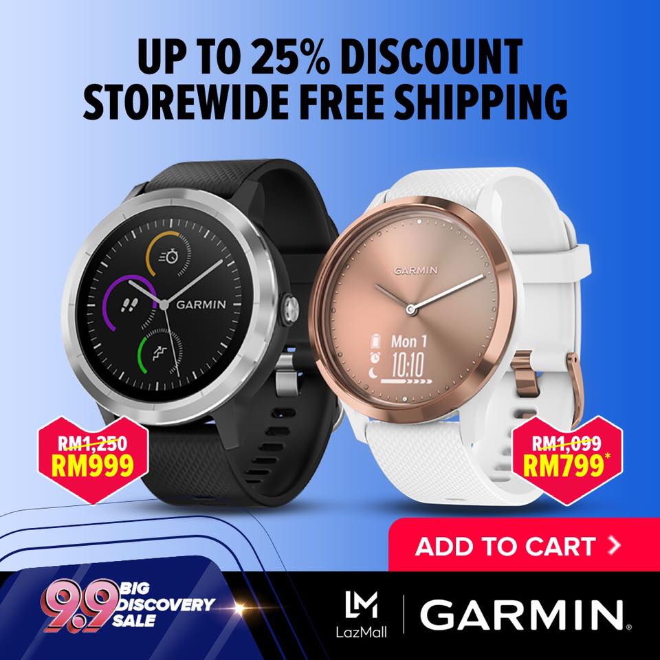 Enjoy amazing deals on Lazada's Big Discovery Sale this 9th September. Get up to 25% discount storewide free shipping for Garmin product of your choice.