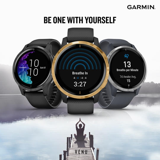 The Garmin Venu features a beautiful bright display that is built for looks and functionality.