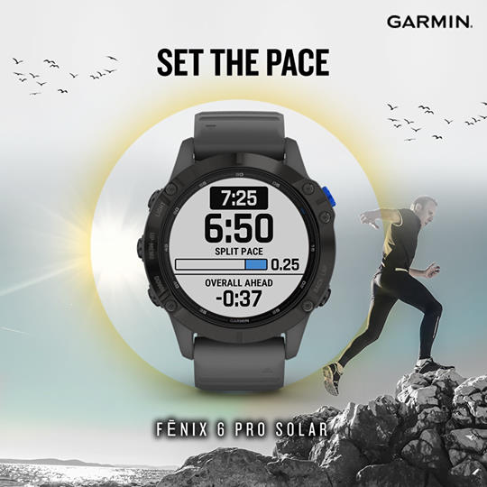 Keep the pace and never stray from your training regime with the Garmin fēnix 6 Pro Solar with its one-of-a-kind PacePro feature that keeps you on your pace with a grade-adjusted guidance as you run.