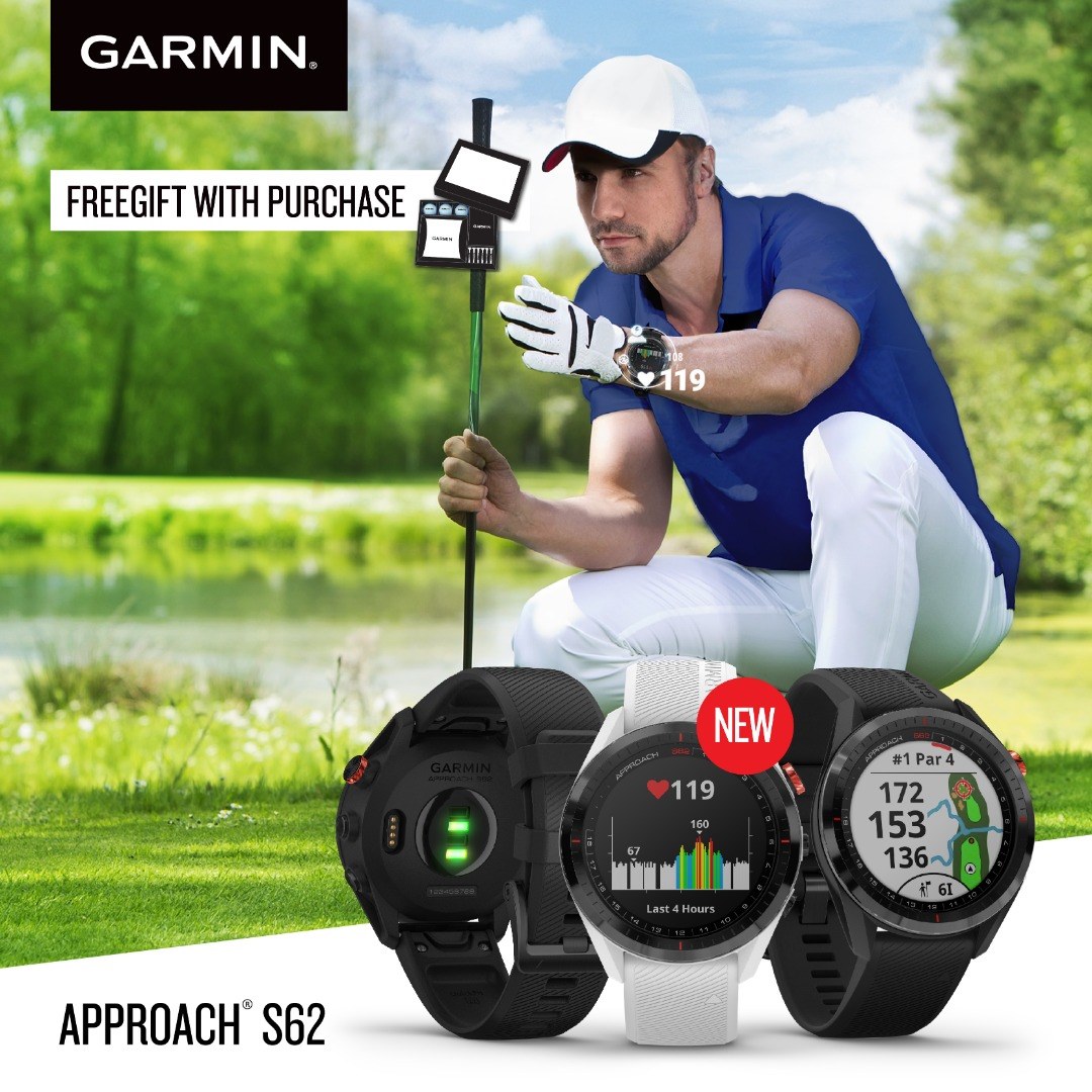 Great news! We're extending this promo till 30 April 2020! Up your game to greater with the brand new Garmin Approach S62. Designed with a built-in heart rate sensor to monitor every aspect of the game and more, take your game to greater greens now. Get yours now and receive a FREE gift with your purchase at all MST Golf outlets. ... Priced at: RM2,399 Place your orders via e-mail to: 