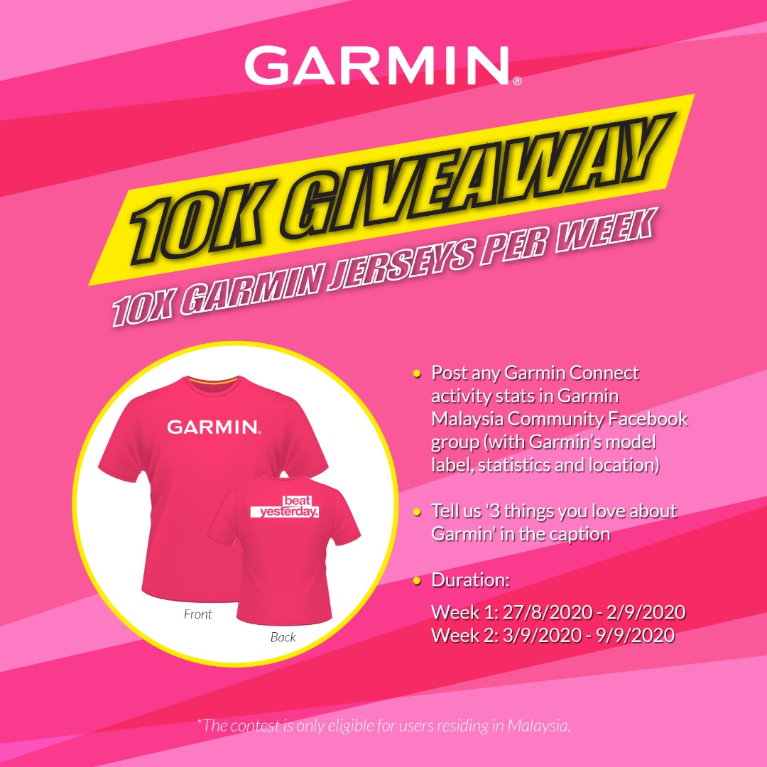 The Garmin Malaysia Community Group 10K Giveaway is here! Stand a chance to win a Garmin Jersey with these simple steps now: