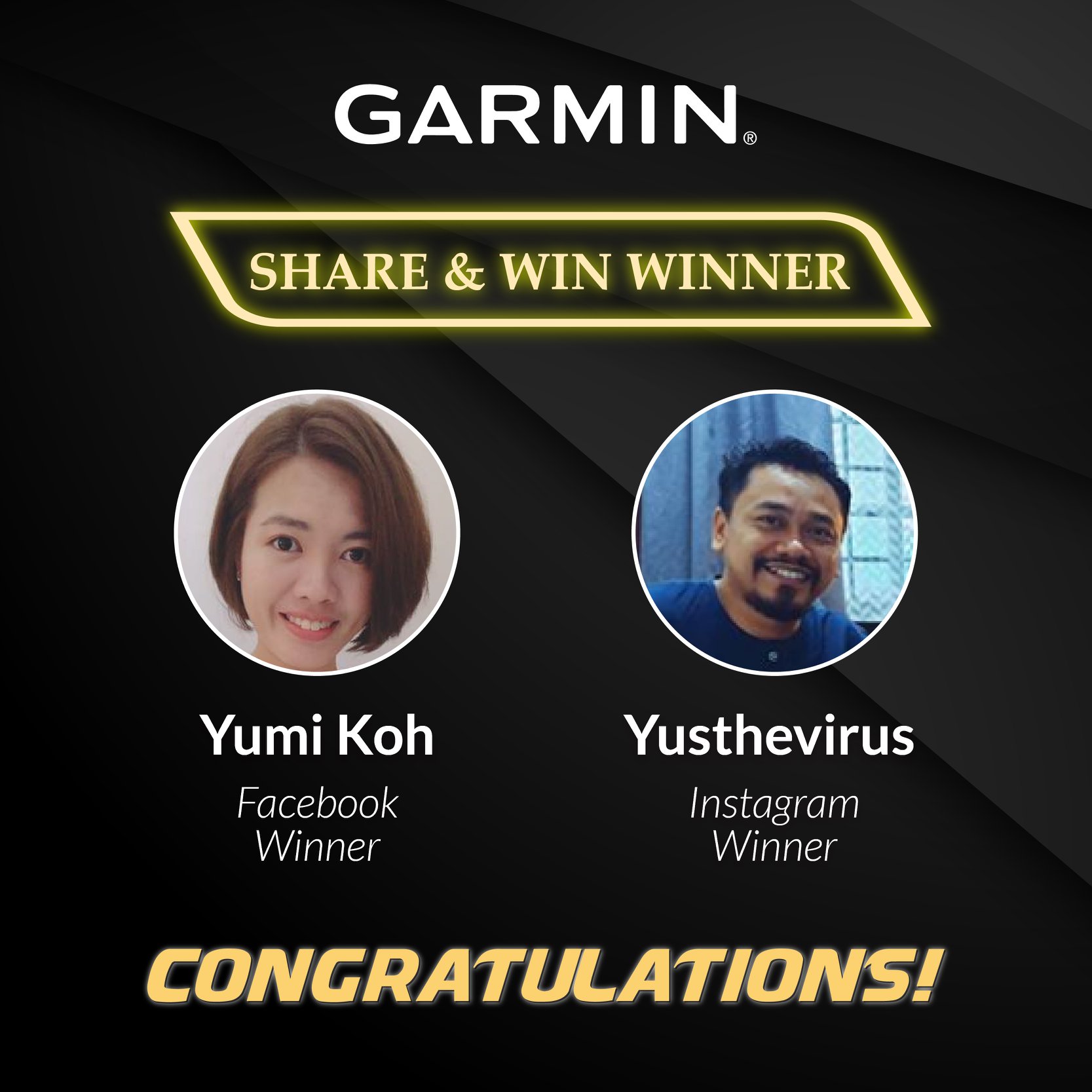 Congratulations to the Garmin SHARE & WIN Winners! Kindly PM us with the following details for prize redemption purposes: - Full Name (as per IC)...