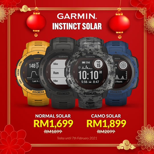 Let your passion shine as you do what you love that much longer with the Garmin Instinct Solar or Garmin Instinct Solar Camo this MCO. Now priced at RM1,699 and RM1,899 respectively. Get full tactical features with US military specs and stay charged up with the power of the sun. Available colours:...