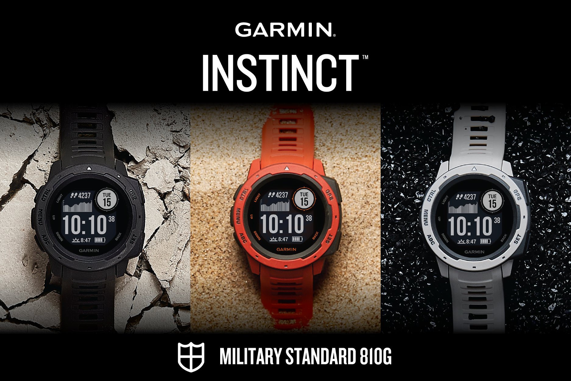 Garmin Instinct นาฬิกา GPS มัลติสปอร์ต (GPS Multisport Watch) สำหรับสายแอดเวนเจอร์ ที่โดดเด่นด้วย “Rugged Design” ดีไซน์แข็งแรงทนทาน เอาใจสายลุย พร้อมไปกับคุณทุกที่ด้วยความสามารถที่ได้ผ่านการทดสอบ “Military Standard” 🛡️ (MIL-STD-810G) ไม่ว่าจะเป็น 