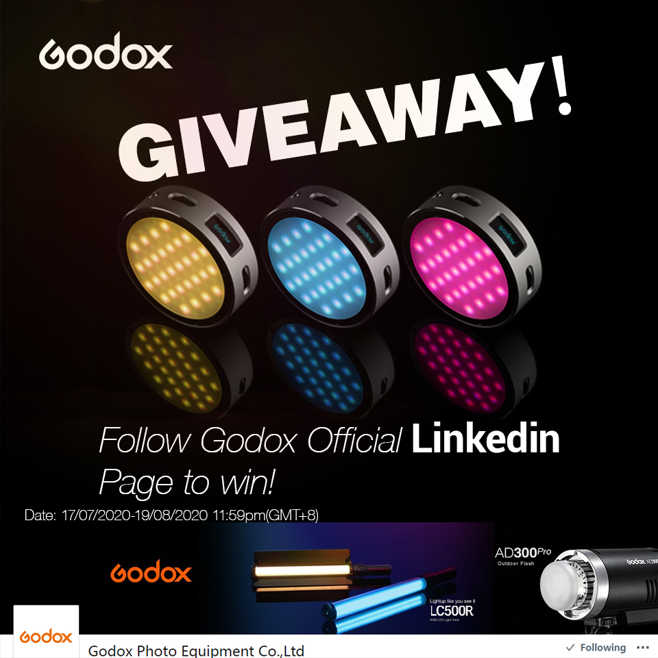 Godox #R1 Giveaway!!! The chance to win our current popular tiny RGB light, Godox Round RGB Mini Creative Light #R1.