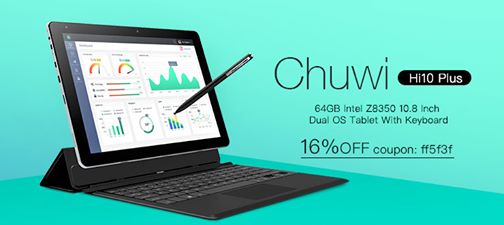 Here's a special Coupon to purchase a Chuwi Hi10 Plus 64GB Intel Cherry Trail X5 Z8350 Quad Core 10.8 Inch Dual OS Tablet WITH KEYBOARD, for only $149.61 👉2aa453👈 (20% off). 😯