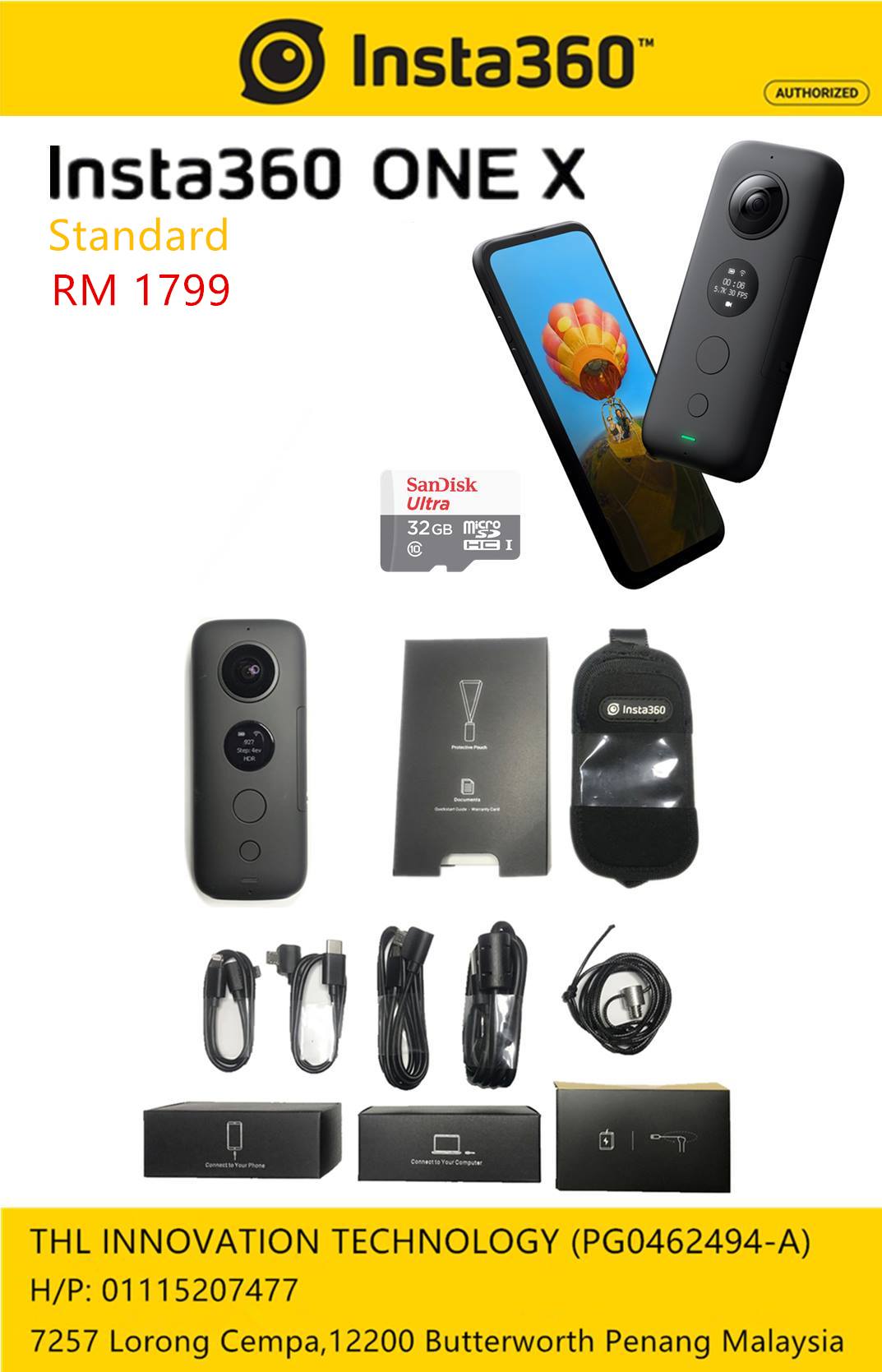 Insta360 ONE X Standard (RM 1799) In the Box: